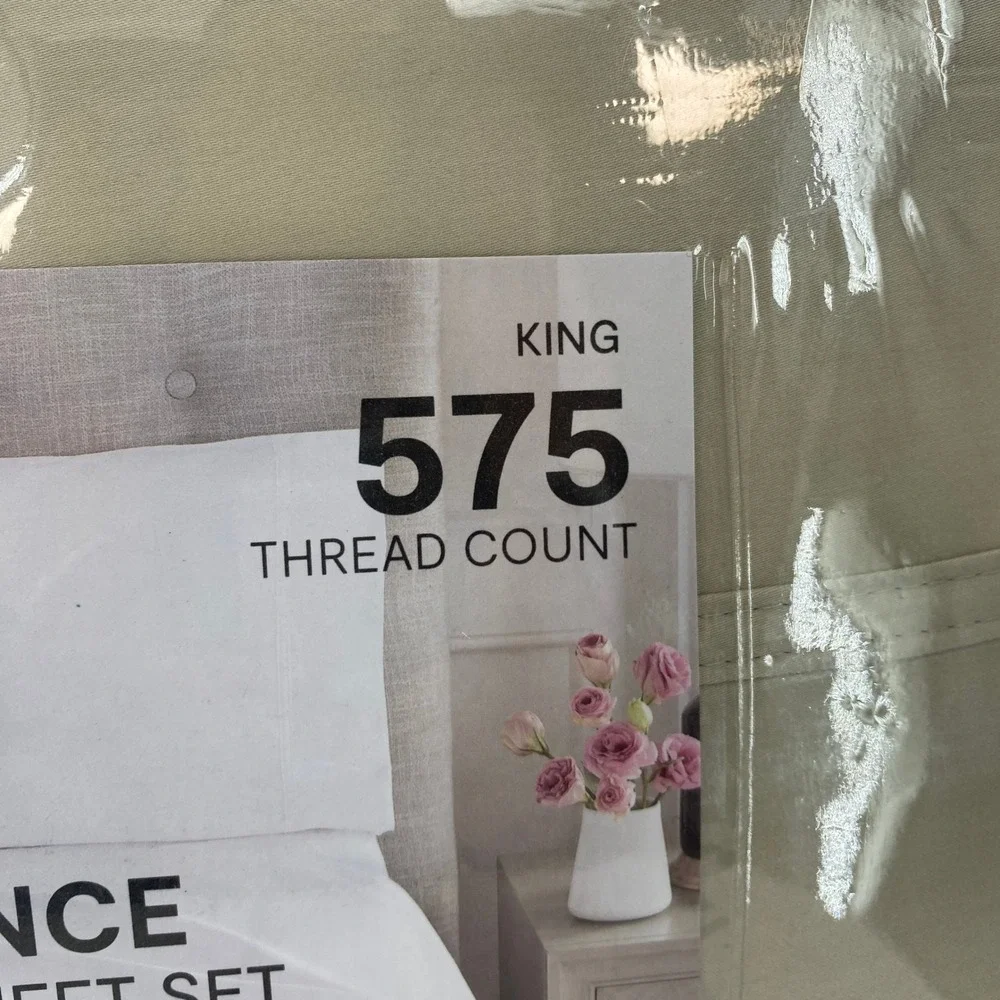 Liz Claiborne Sheet Set King Classic Stone Beige 575TC Ultra Fit Performance